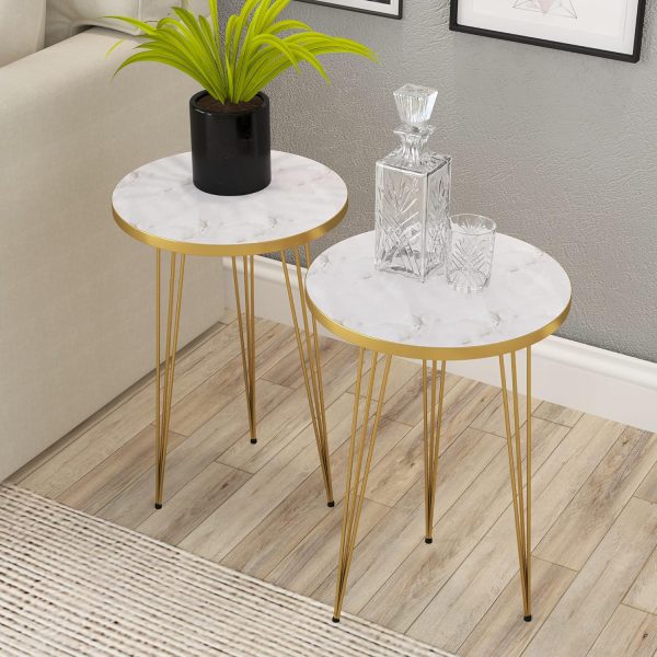 1 Piece White Coffee Table Metal Legs