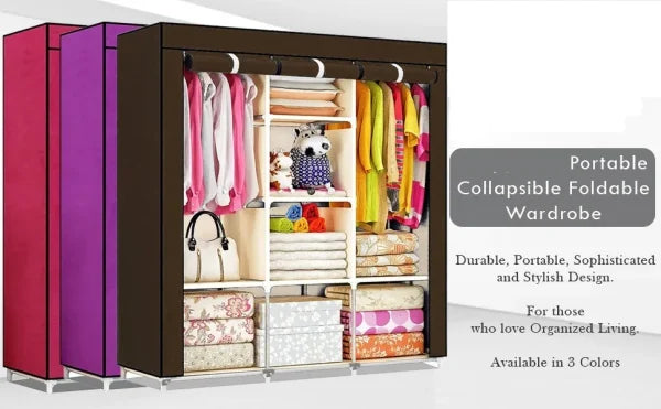 Fancy & Portable Foldable Closet Wardrobe Storage Organizer With Shelves Foe Multi Purpose